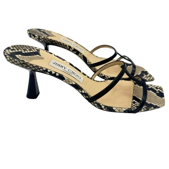 Jimmy Choo Ria Square-Toe Snakeskin-Embossed Leather Mules Size 10 - Picture 8 of 12